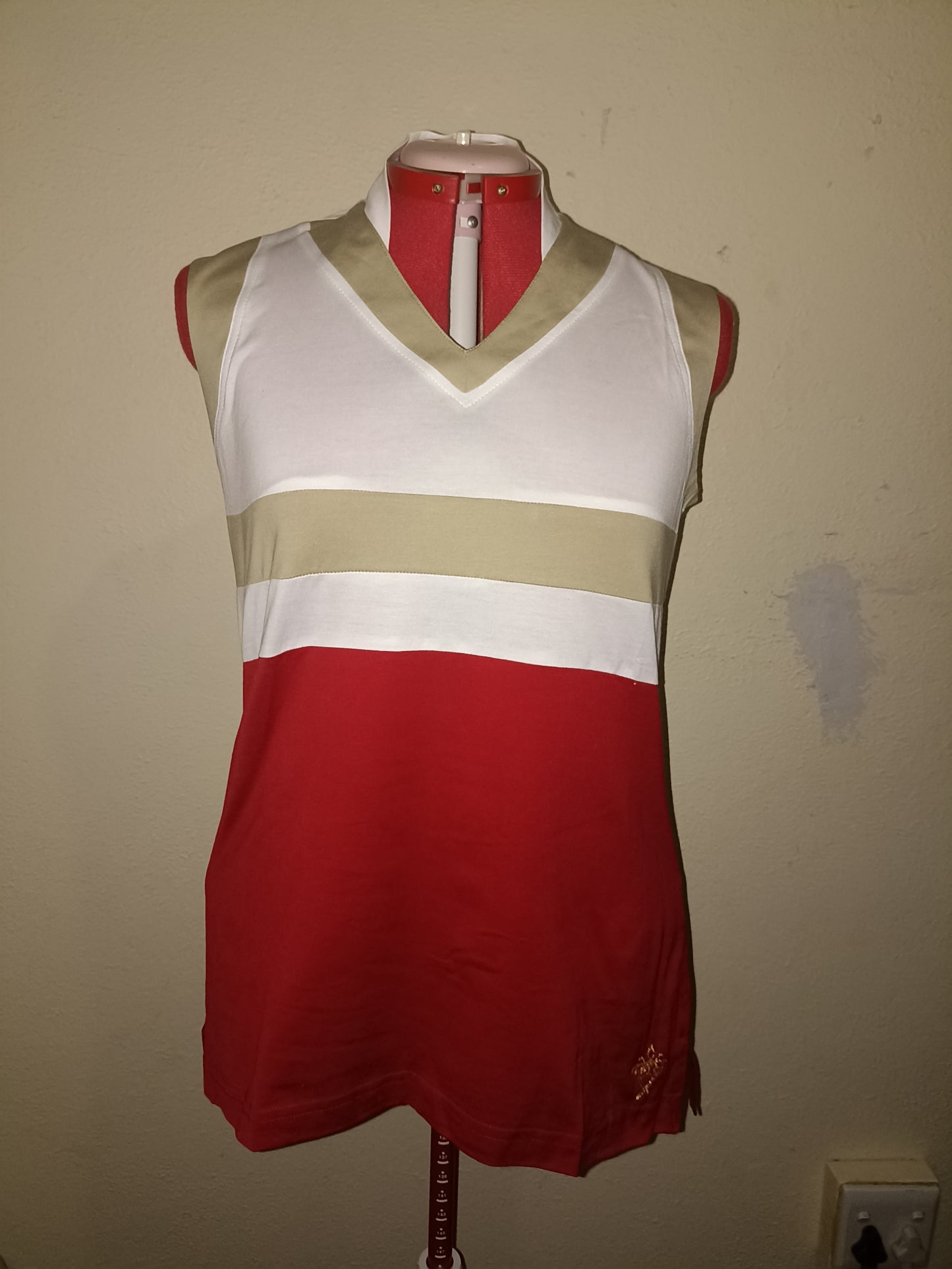 Chic Shirt - Khaki, White and Red