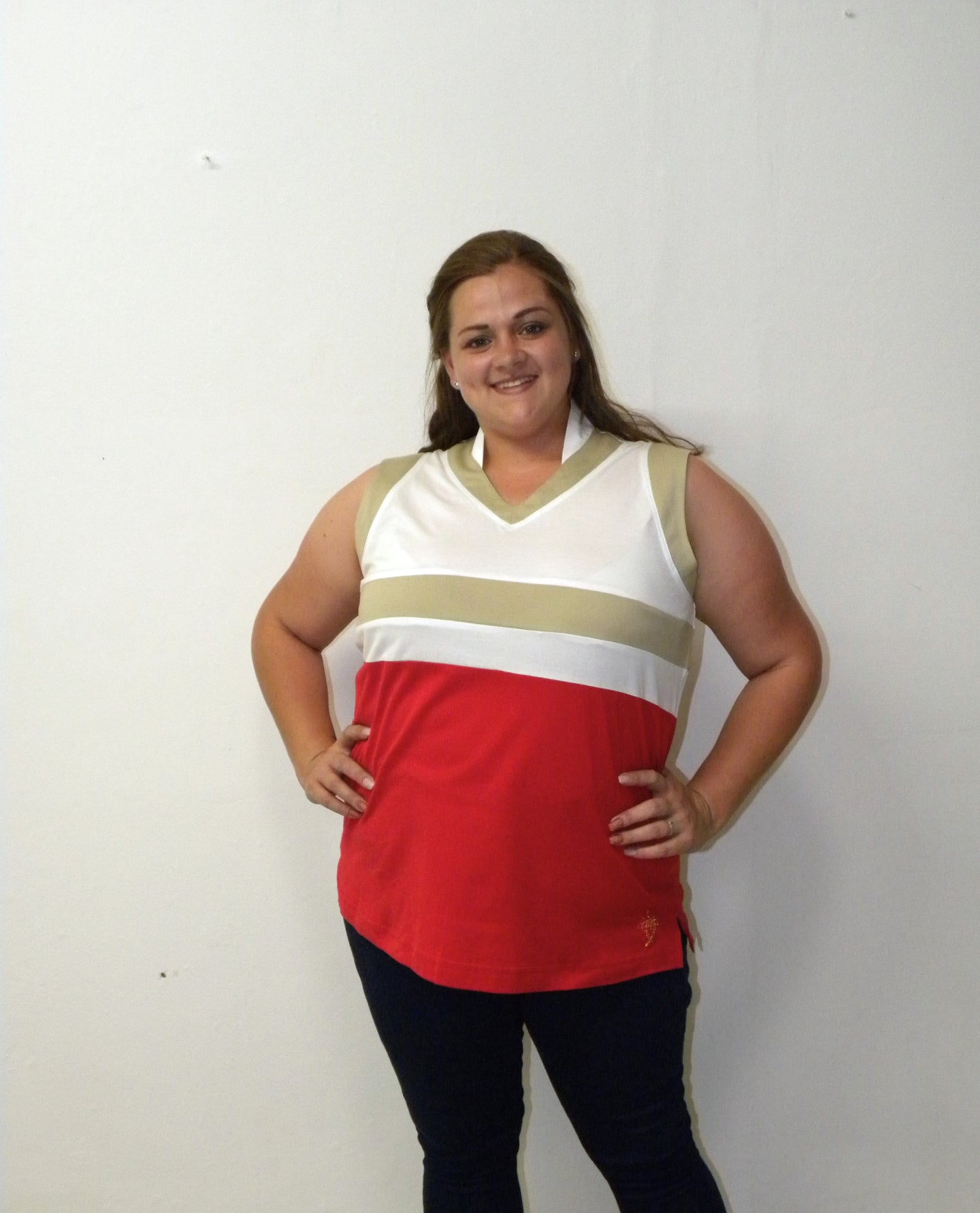 Chic Shirt - Khaki, White and Red