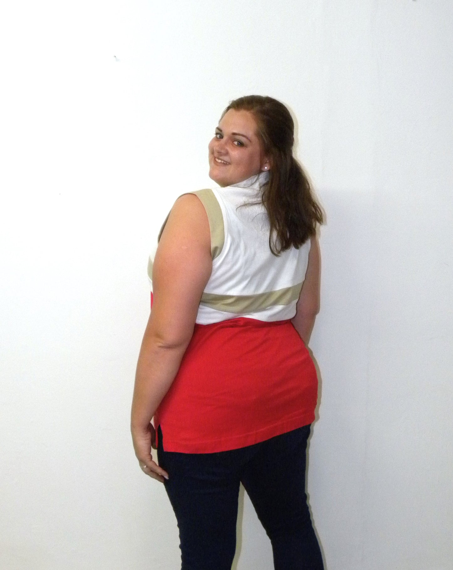 Chic Shirt - Khaki, White and Red