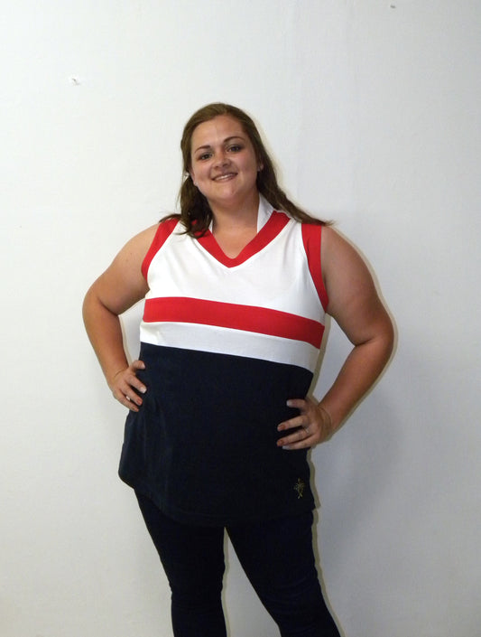 Chic Shirt - Navy, White and Red