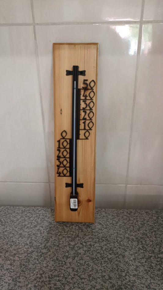 Wooden Wall Thermometer - Plastic - Large