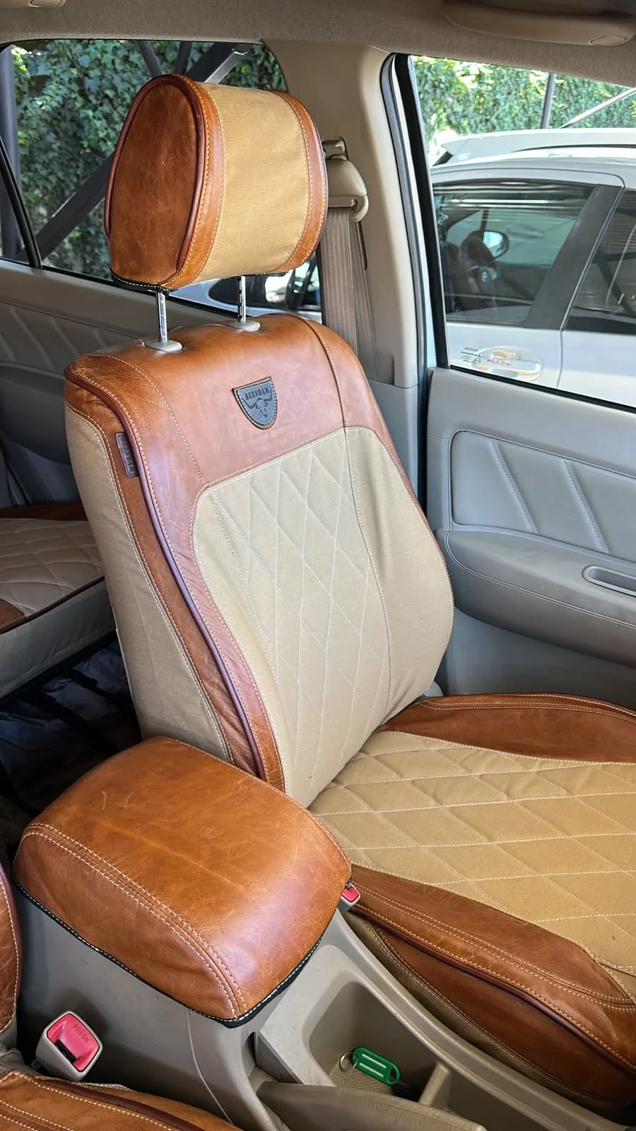 Premium quilted seat cover panel with diamond stitching pattern