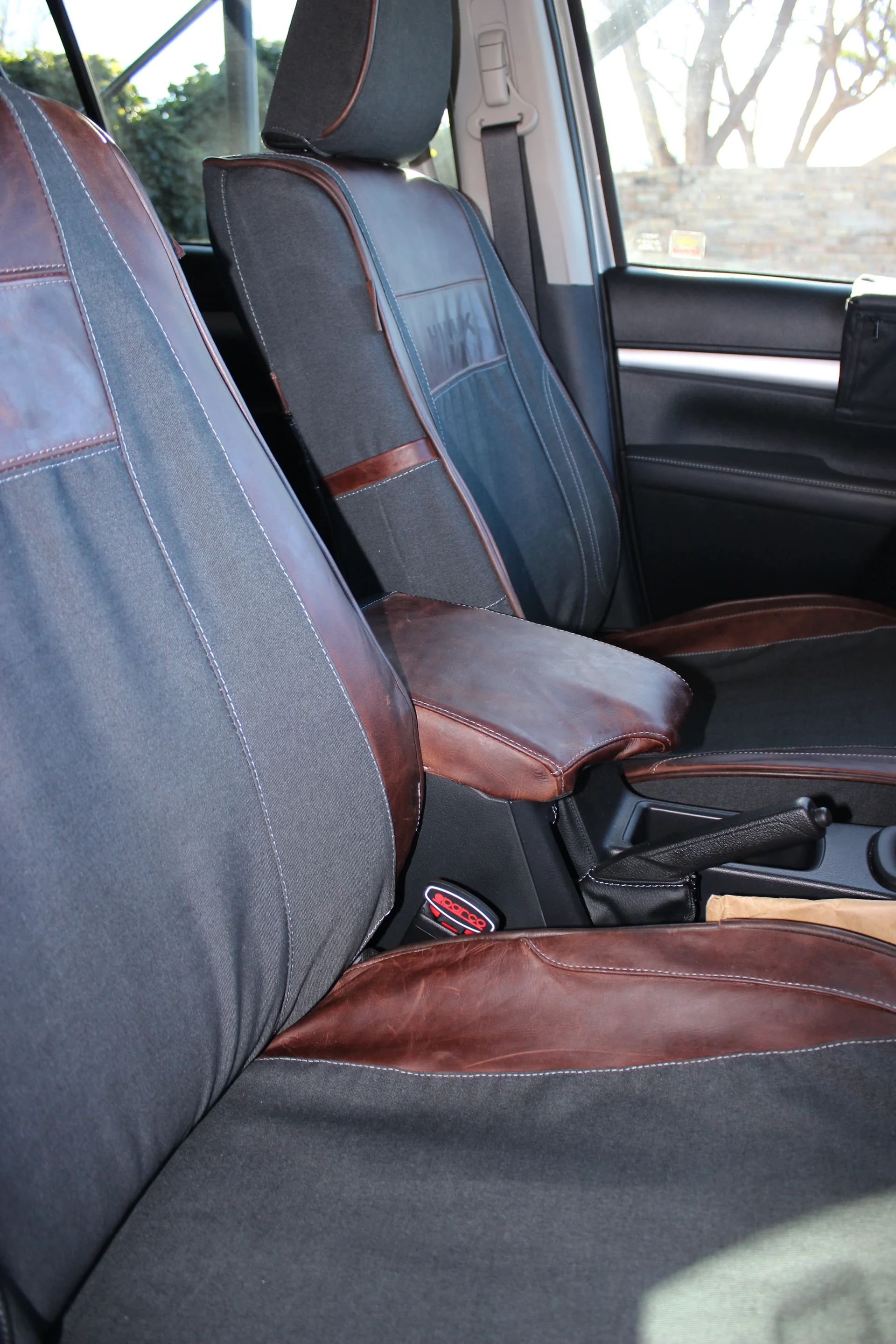 African range woven patterned fabric seat cover detail