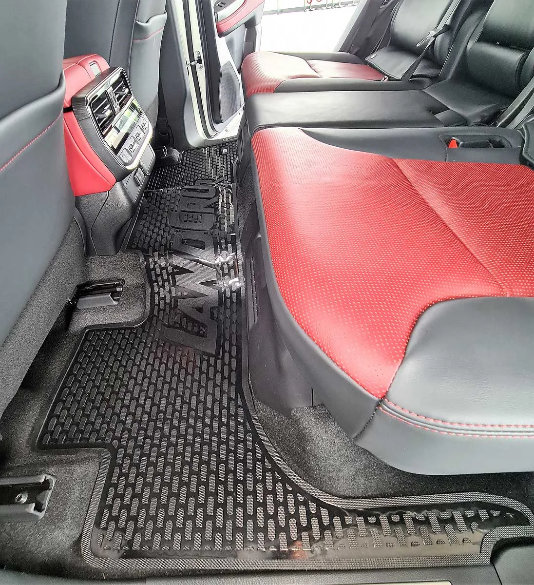 Rubber floor mat detail showing raised edge and grip surface